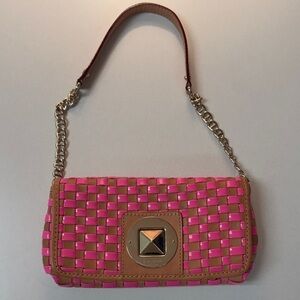 Kate Spade Pink and Tan Woven Clutch